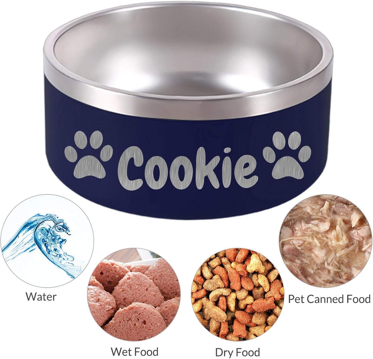 18OZ Personalized Dog Bowl Laser Engraved Custom Pet Name 18/32/42/64 oz No Slip Stainless Steel Insulated Bite-Resistant Food Water Dishes-Red