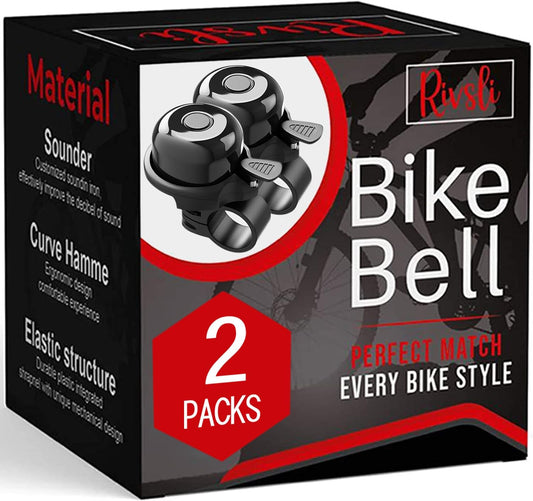 2 Pack Classic Bike Bell, Bicycle Bell Loud Crisp Clear Sound Bicycle Bike Bell City Bike BMX Bike Sports Bike for Adults Kids Right Hand/Left Hand Use