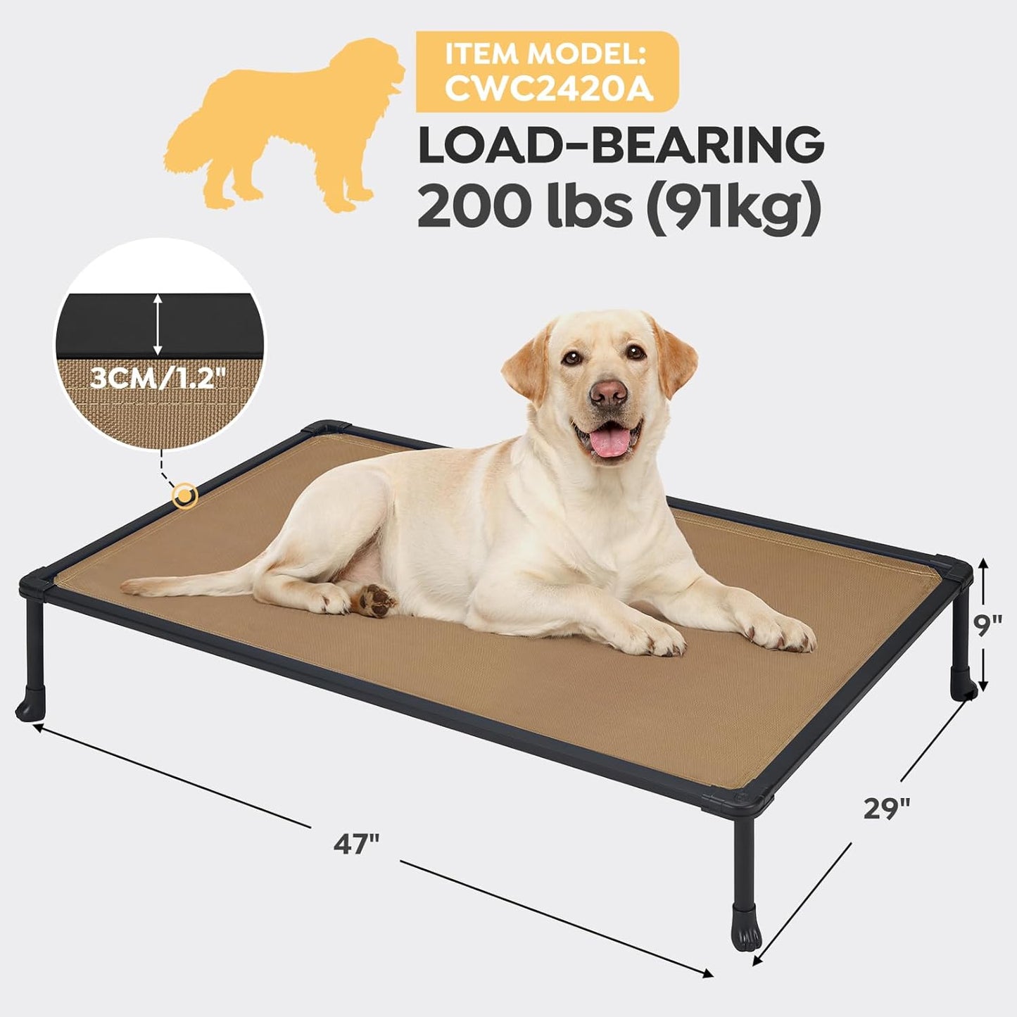 Veehoo Chew Proof Dog Cots - Large Dog Anti-Scratch Hammock Bed for Training, Off Ground, Cooling