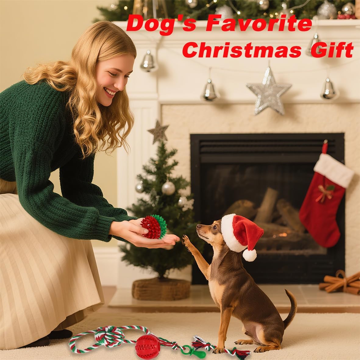 Dog Toys 15 Pack for Teeth Cleaning and Fun, Puppy Teething Chew Toys Tug Rope Squeaky Treat Balls & Rubber Tous Bulk– Variety Dog Gifts Set Reduce Anxiety & Save Furniture, Christmas