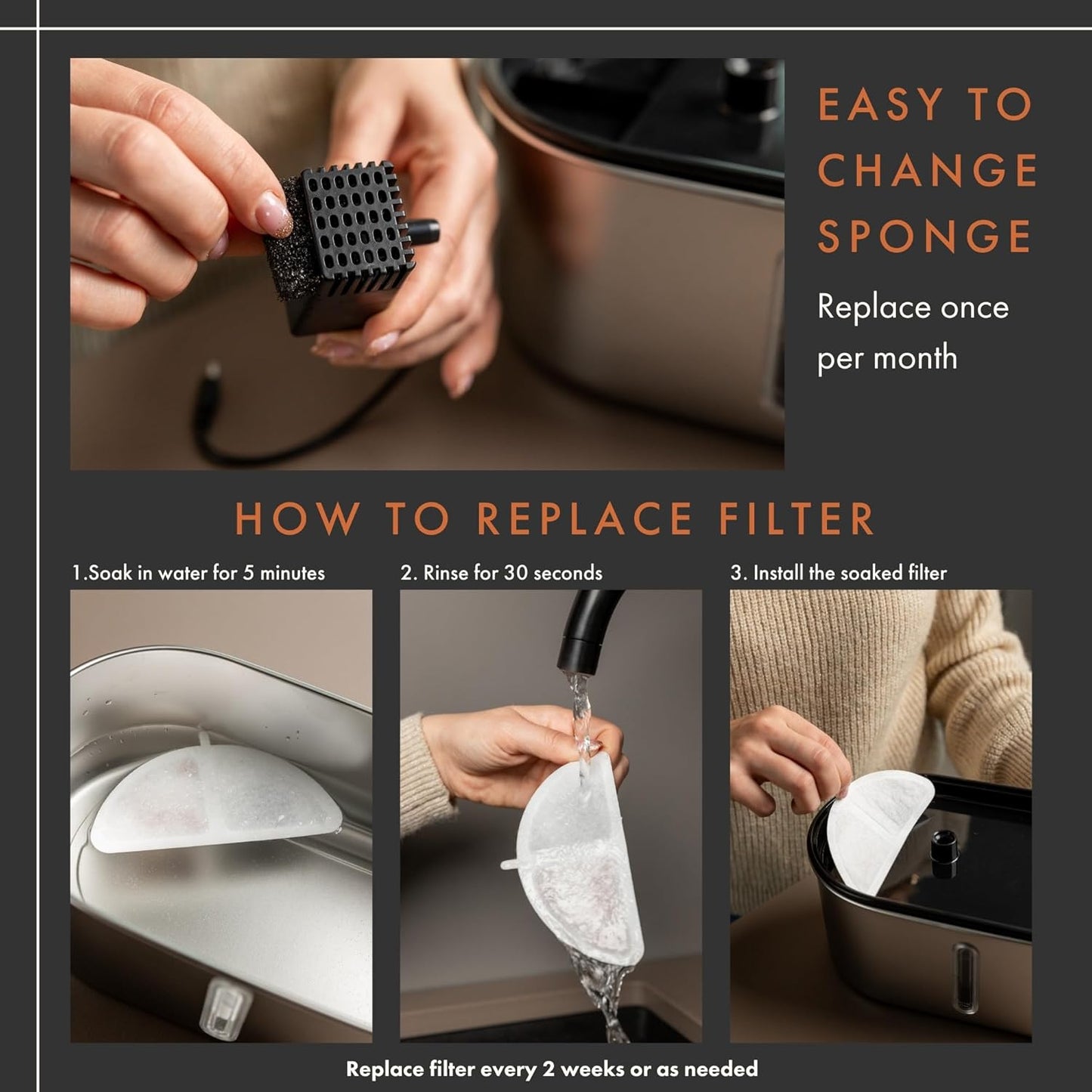 Replacement Filters for Stainless Steel Cat Water Fountain – 8 Pack Activated Carbon & Ion Exchange Resin for Fresh & Clean Drinking