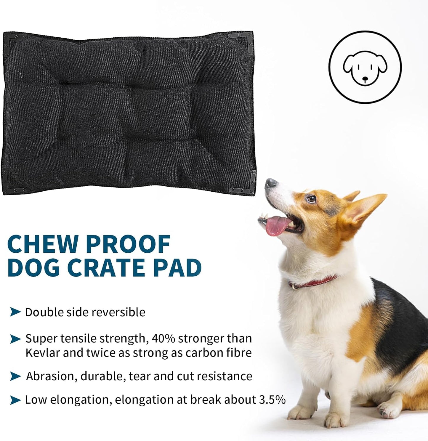 BALAPET Chew Proof Dog Bed with Metal Rivet Corner for Medium Dogs, Stable Kennel Pad Mat for Teething Puppy, Durable Indoor Outdoor Crate Pad for Medium Dog Crates, 35"x22"