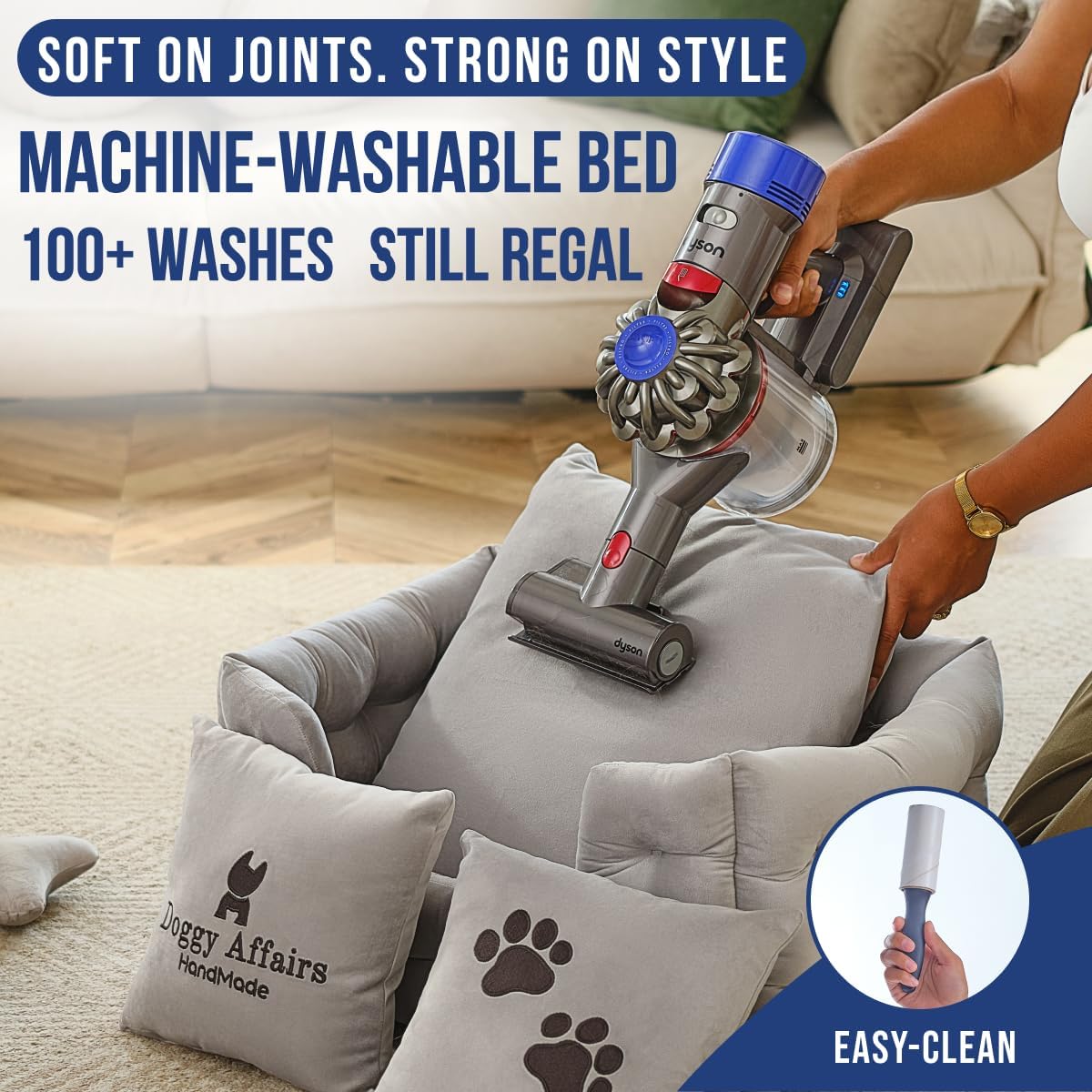 Luxury Dog Bed Chesterfield – Handcrafted Velvet Throne for Dogs | Joint Support, Calming & Temp-Regulating Comfort | Durable 5+ Years, Anti-Claw, Washable 100+ Times – XS, Gray