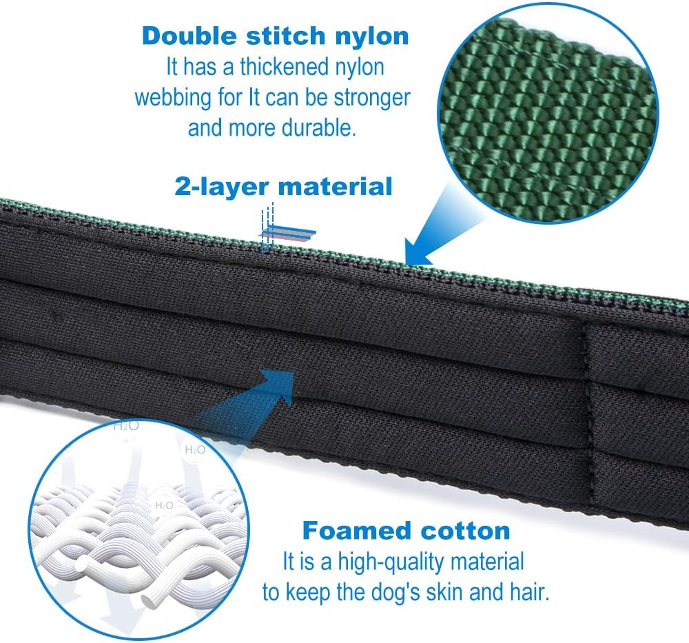 TSPRO Tactical Dog Collar 1.5 Inch Wide Thick Dog Collars with Heavy Duty Metal Buckle, Durable, Strong, Adjustable for Medium to Large Dogs (Green L)