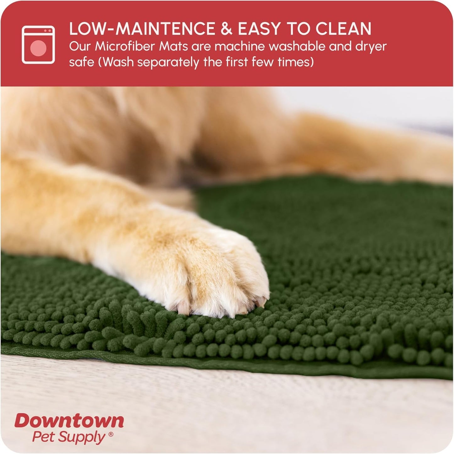 My Doggy Place Microfiber Dog Mat for Muddy Paws, 36" x 26" Chive - Absorbent and Quick-Drying Dog Paw Cleaning Mat, Washer and Dryer Safe - Non-Slip Rubber Backed Dog Floor Mat, Large