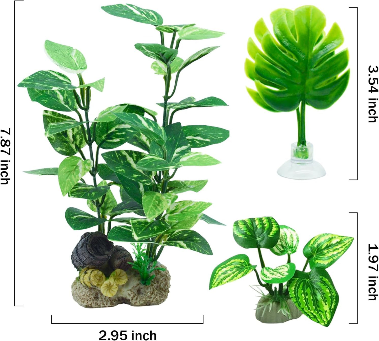 EDGCTYU Aquarium Decorations Fish Tank Artificial Plastic Plants，Silk Plants for Fish Tank Decoration, Pack of 7 (Green)