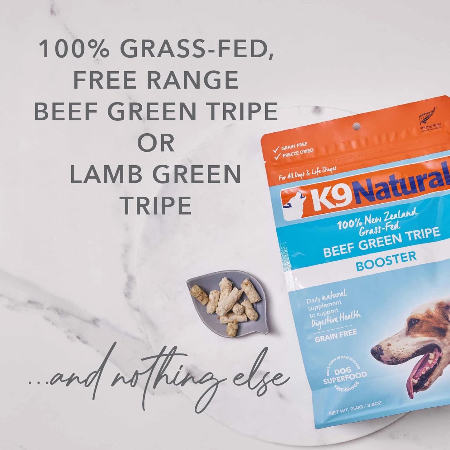 K9 Natural Freeze Dried Dog Food Topper with Verified Ingredients, Organ Meat Blend for Digestive Support, Human-Grade Freeze Dried Puppy Food & Dog Topping, Lamb Green Tripe, 2oz