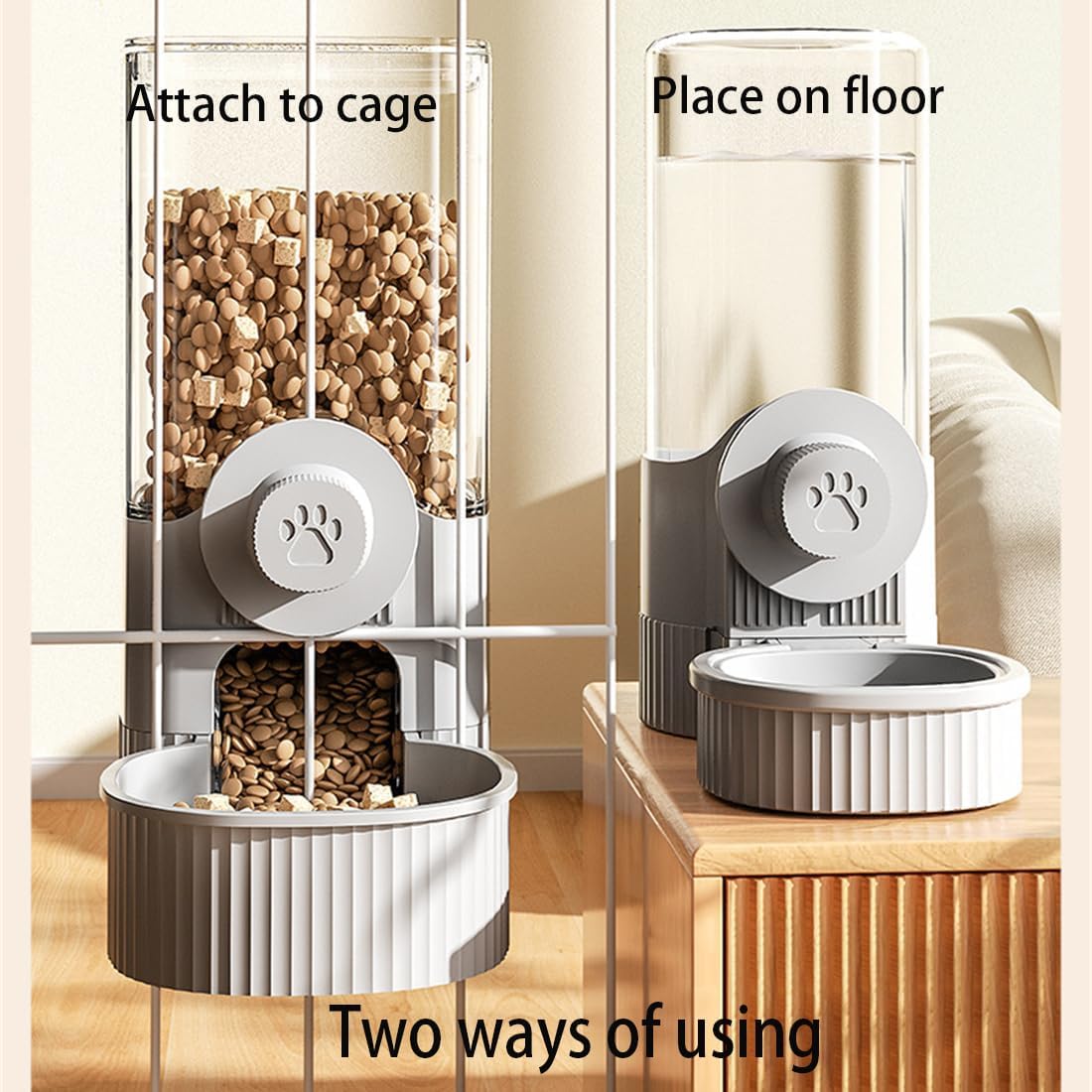 Hanging Automatic Bunny Food Water Dispenser, Gravity Rabbit Cage Feeder and Water Dispenser Ferret Cages Accessories, Cage Cat Food Bowl, for Chinchilla Guinea Pig Hedgehog (Blue)