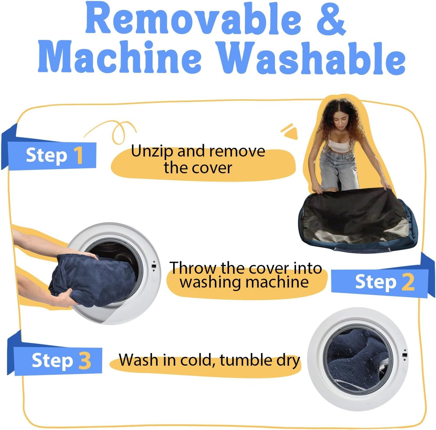 Removable Orthopedic Large Dog Bed -XL Large Dog Beds with Washable Cover and Removable Bolsters Non-Slip Bottom & Waterproof Pet Bed Sofa for Big Size Dogs