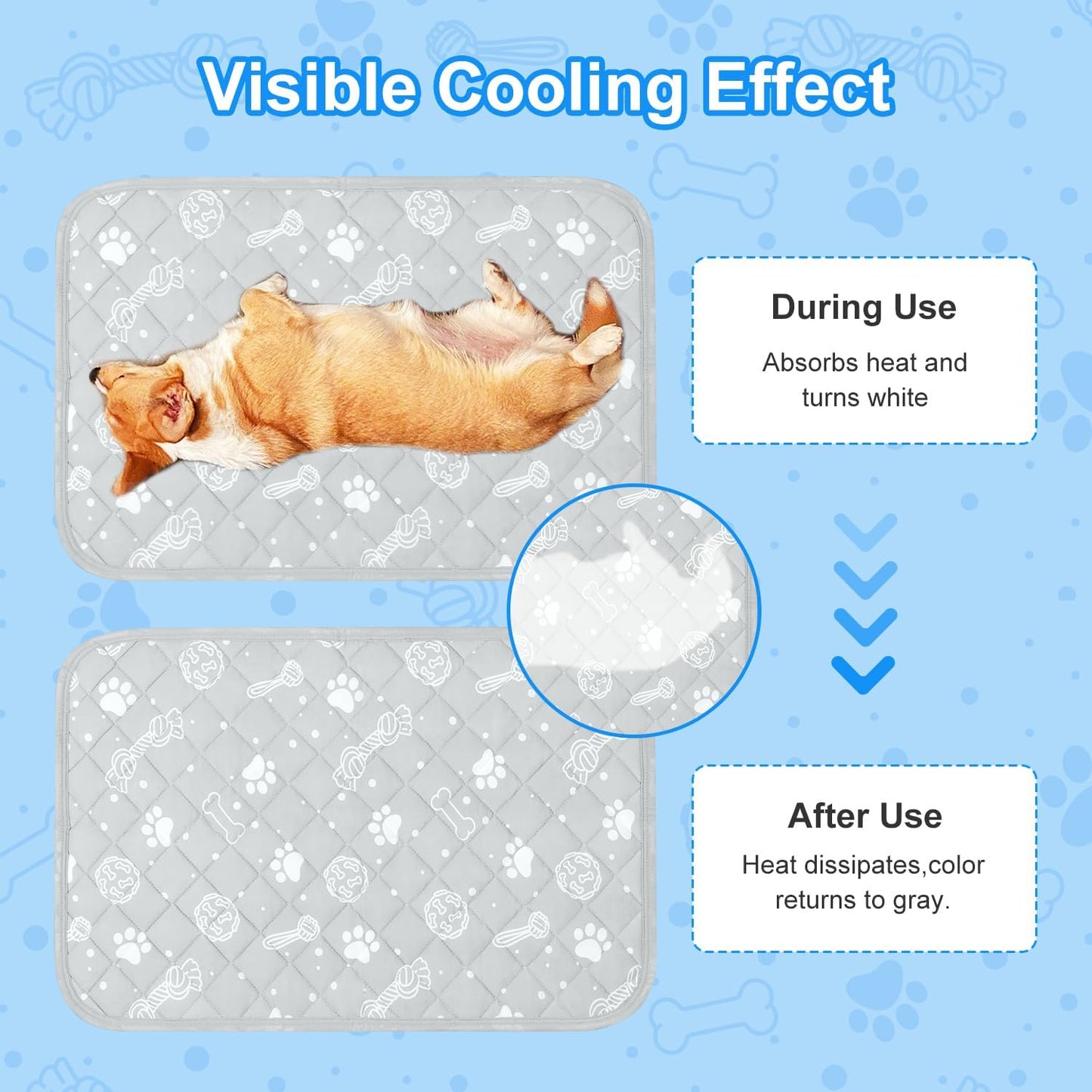 MH MYLUNE HOME Self Cooling Mat for Large Dog, 44”x32” Arc-Chill Cooling Fiber & Endothermic Color Changing Pet Cooling Pad, Foldable & Washable Non-Toxic Summer Pet Blanket