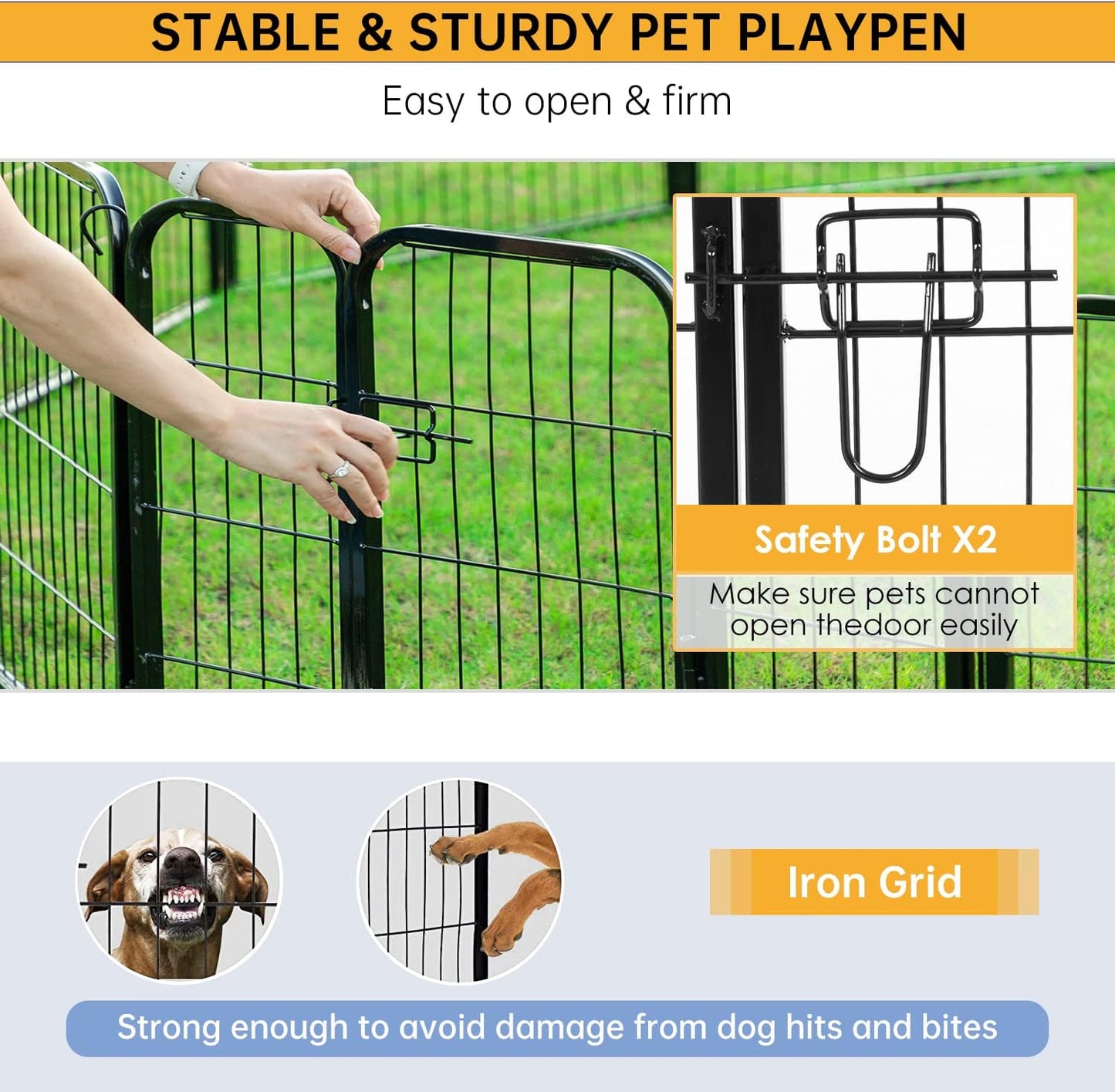 BestPet Dog Playpen Indoor 24 inch 32 Panels Metal Dog Pen Pet Dog Fence Outdoor Exercise Pen with Doors,Pet Puppy Playpen for RV Camping Yard, Black