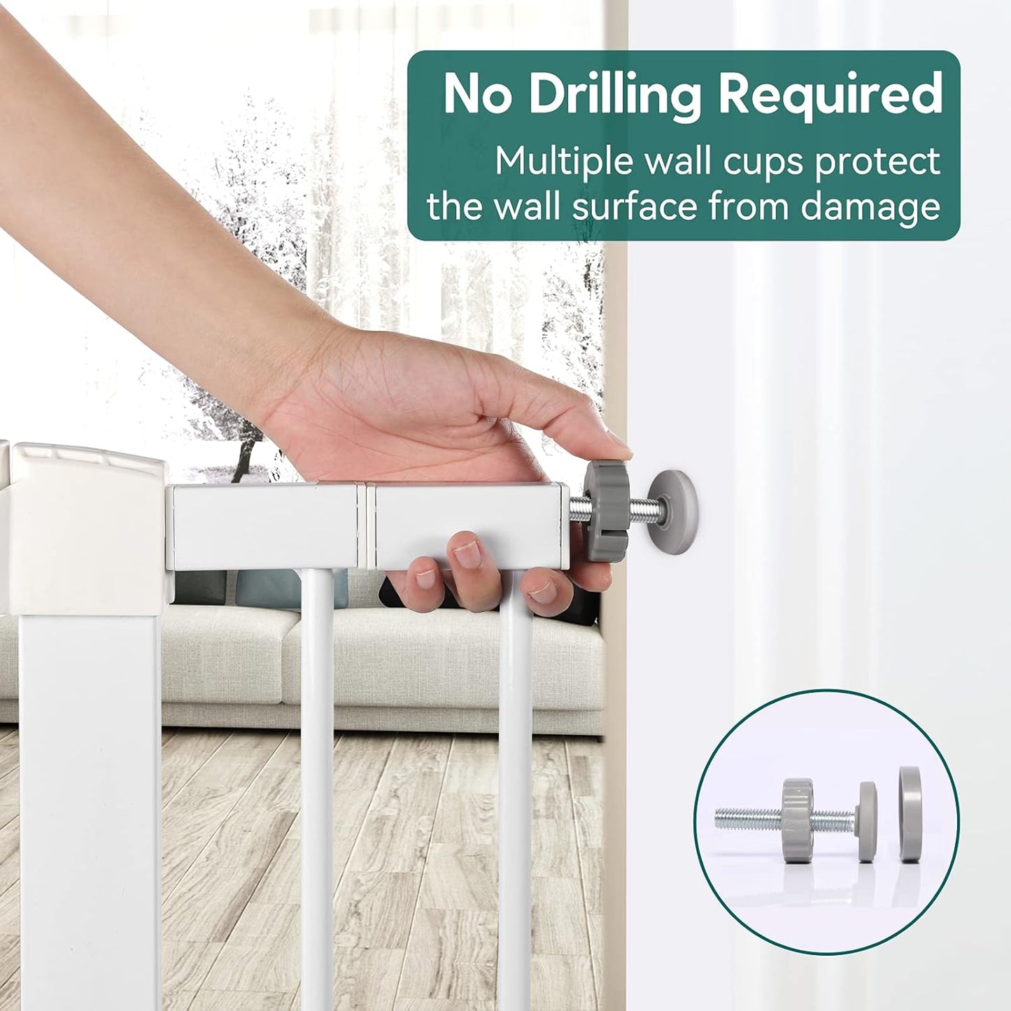 Babelio Baby Gate, 29-48 Inch Auto Close Pet Gate, Easy Install Pressure-Mounted Safety Gate, Extra Wide Pet Gate for Stairs and Doorways, 2 Pack White