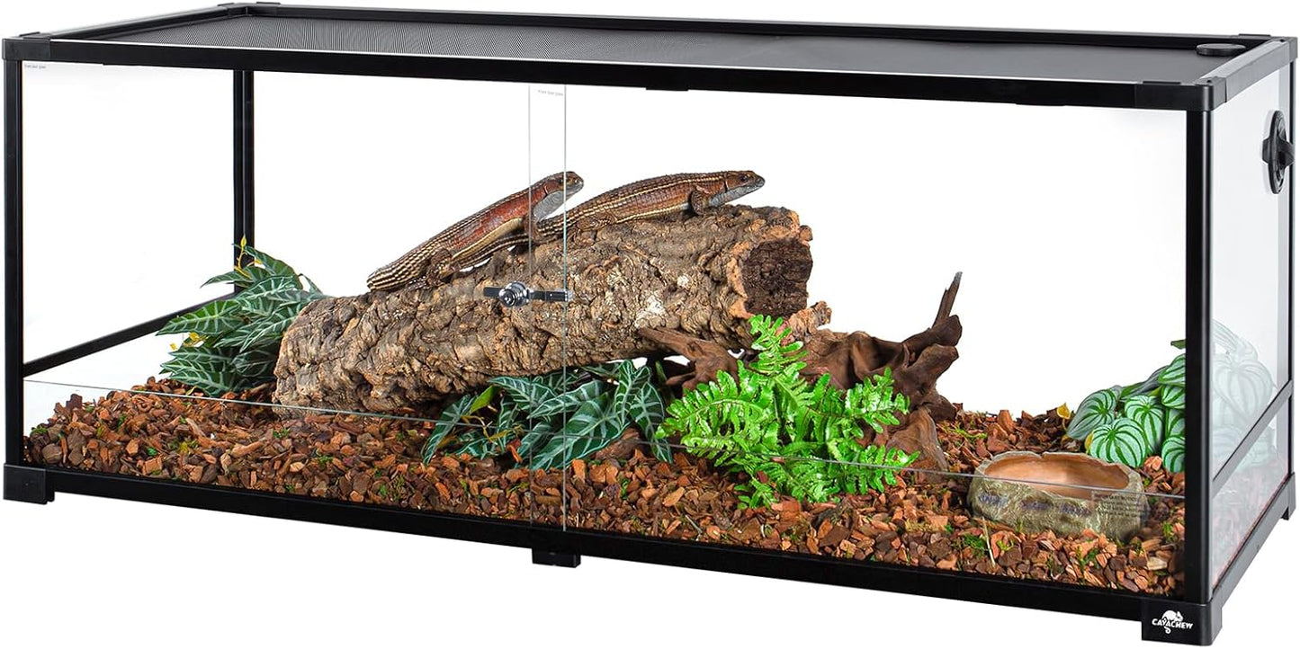 67 Gallon Reptile Tank, Glass Reptiles Terrarium 48" x 18" x 18", Sliding Door, Top Ventilation, Cable Pass, Humidify Hole, Large Reptile Cage Habitat for Bearded Dragon, Lizard, Snake, Gecko