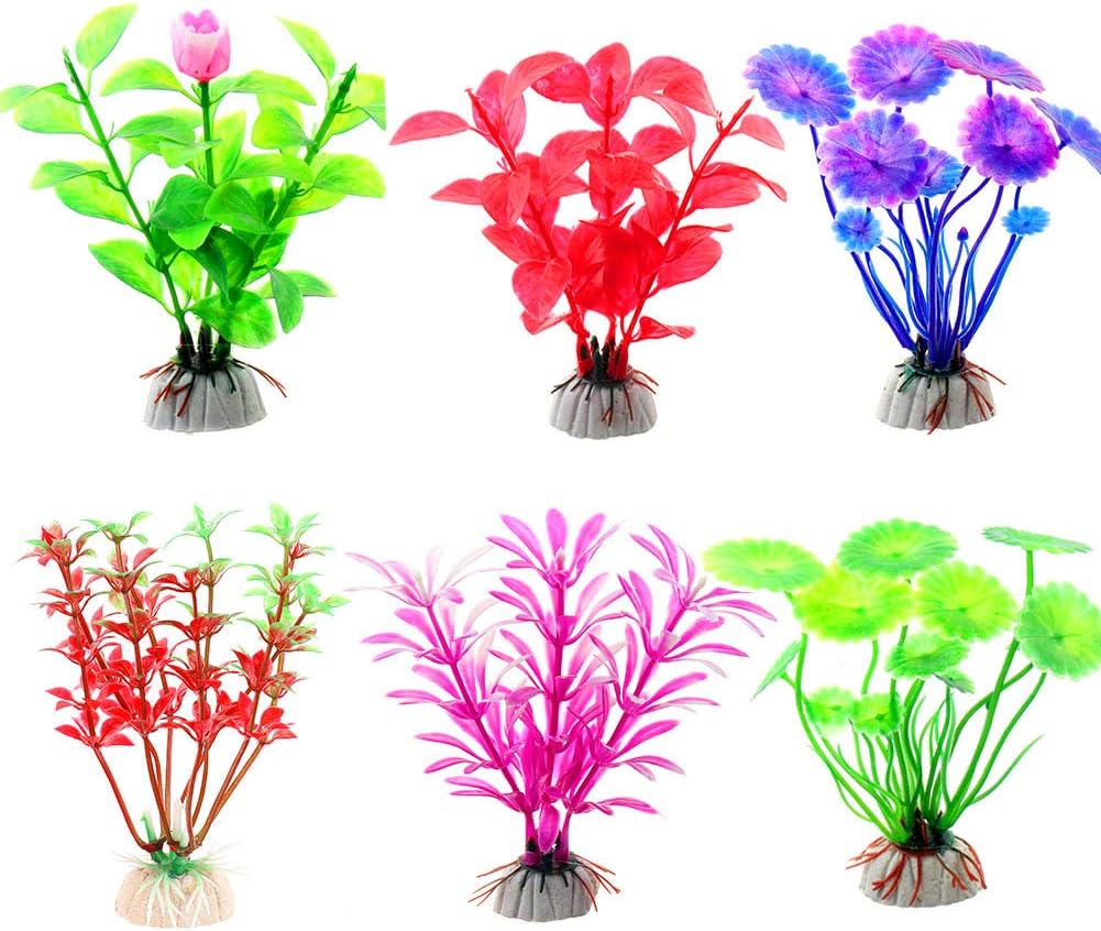 CousDUoBe 17 Pack Fish Tank Plants, Small Aquarium Plants Artificial, Used for Household and Office Aquarium Decoration