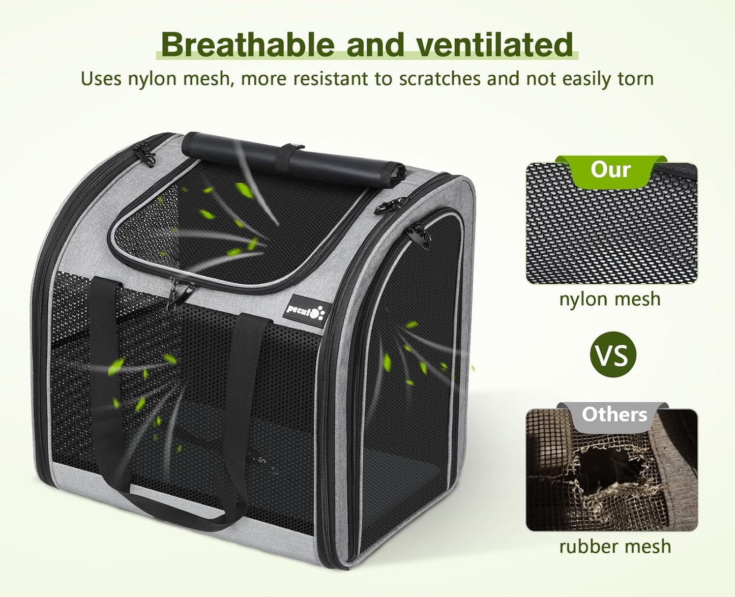 Pecute Cat Backpack with Widened Interior Space, Upgraded Dog Backpack Carrier with Various Ways to Carry, Pet Backpack with Breathable Mesh, Pet Travel Carrier with Soft Padded, Reinforced Support