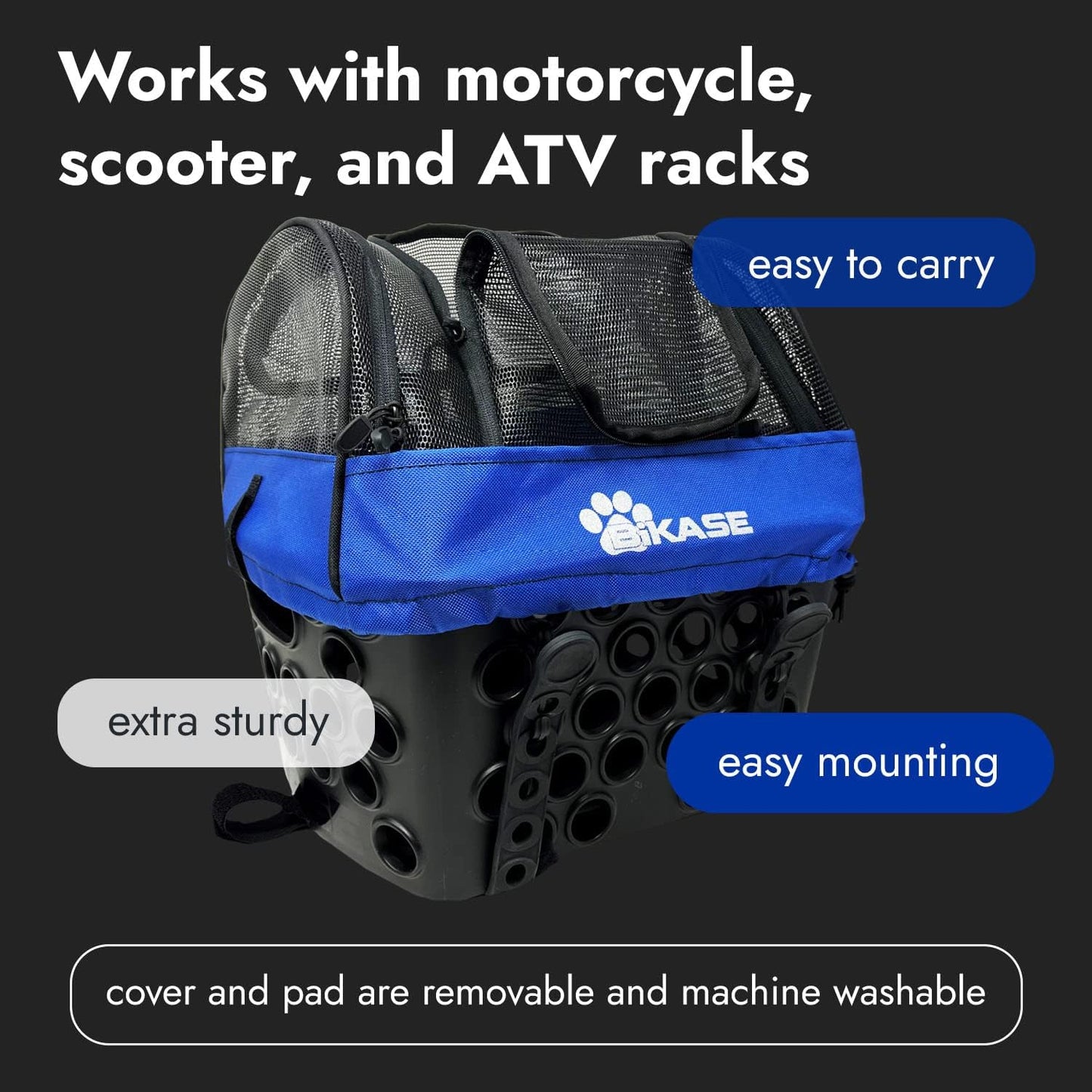 BiKASE Durable Dog Bike Basket & Carrier, Rear Mount Pet Basket for Bikes with Super Comfort Mat and Cover, Ideal for Small Dogs and Cats up to 12 lbs