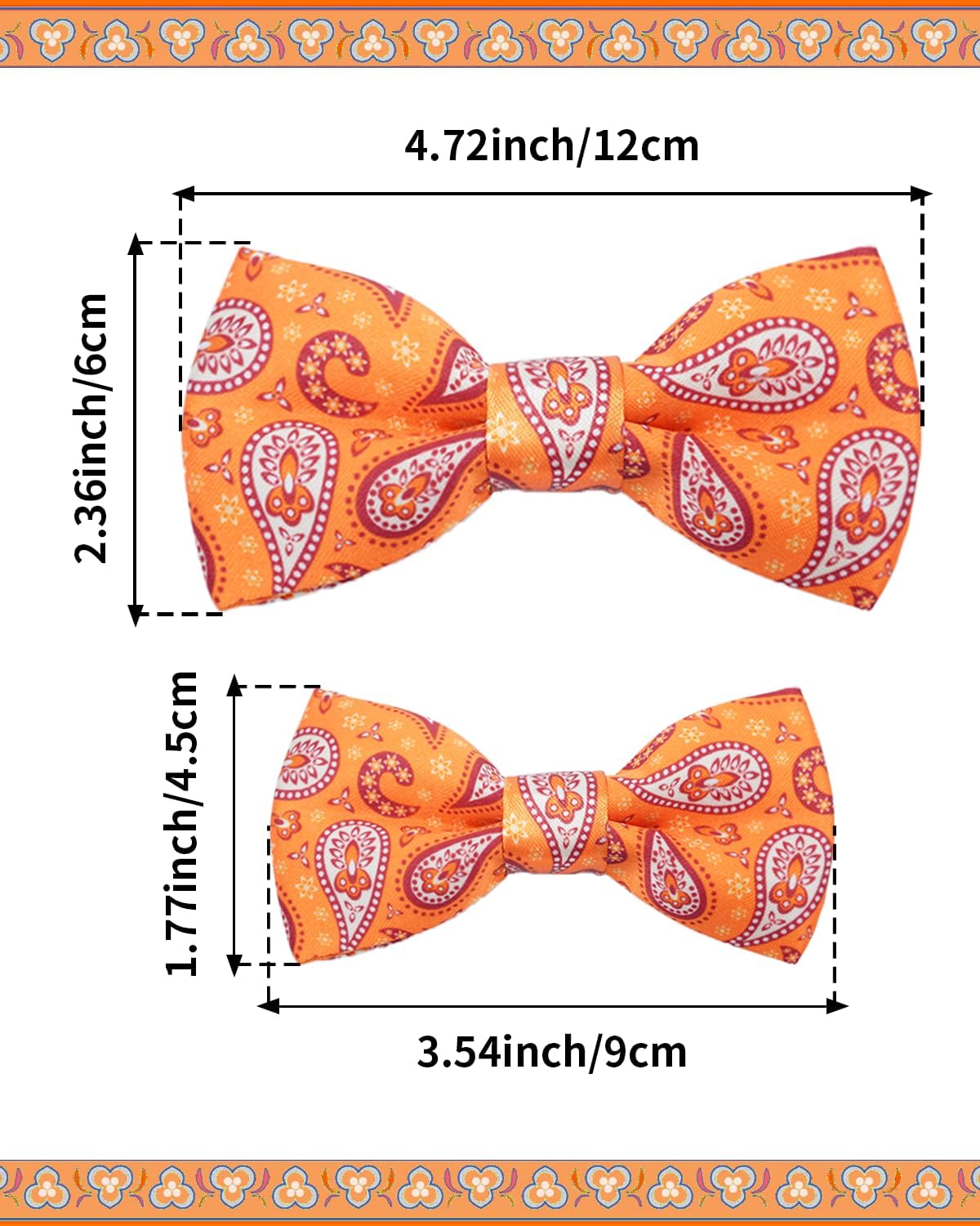PET SHOW 10 Pack Paisley Big Dog Bow Ties for Large Medium Dogs Sliding Collar Attachments Floral Bowties Classy Bowknots Party Holiday Pet Grooming Accessories(Large)