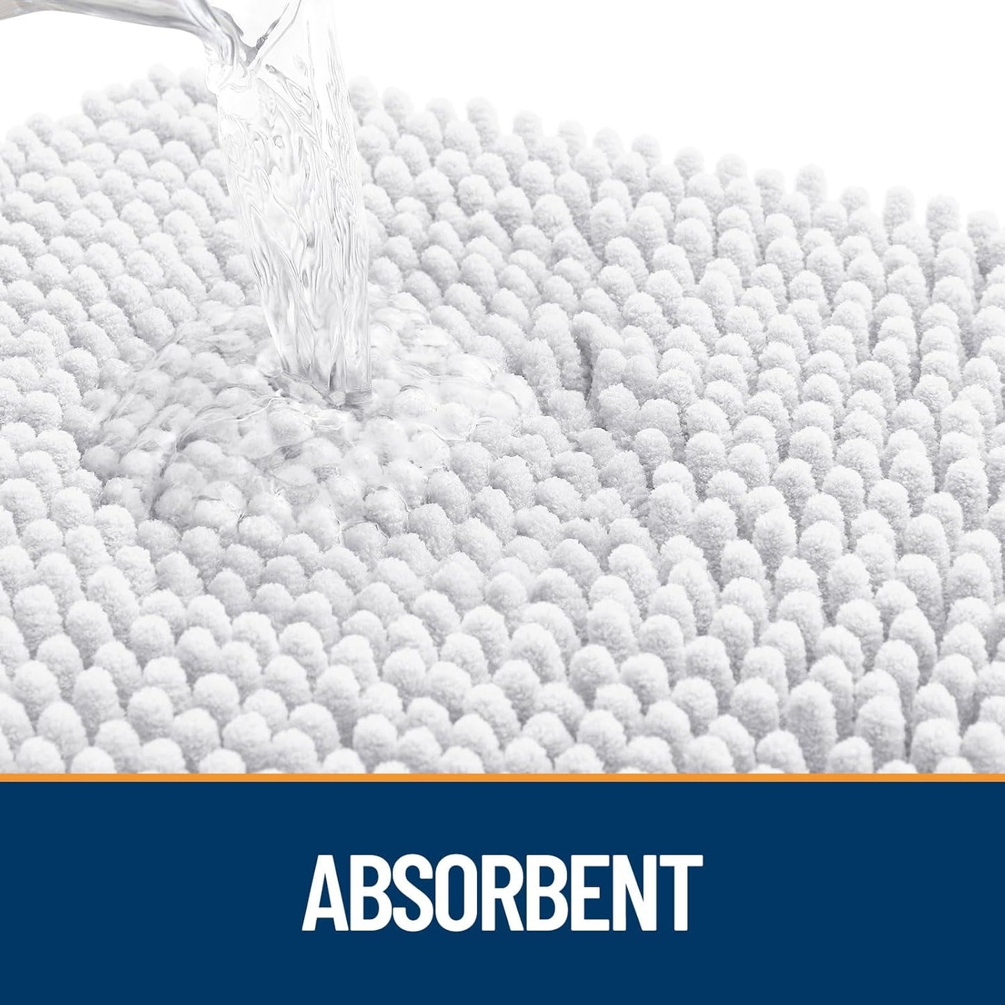 OLANLY Dog Door Mat for Muddy Paws 59x20, Absorbs Moisture and Dirt, Absorbent Non-Slip Washable Doormat, Quick Dry Chenille Mud Mat for Dogs, Entry Indoor Entryway Carpet for Inside Floor, White