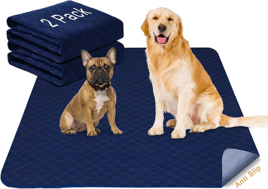 2Pack Dog Pads Washable 53”x65”, Extra Large Puppy Pads Waterproof, Super Absorption, Anti Skid Whelping Pad for Puppy Pen