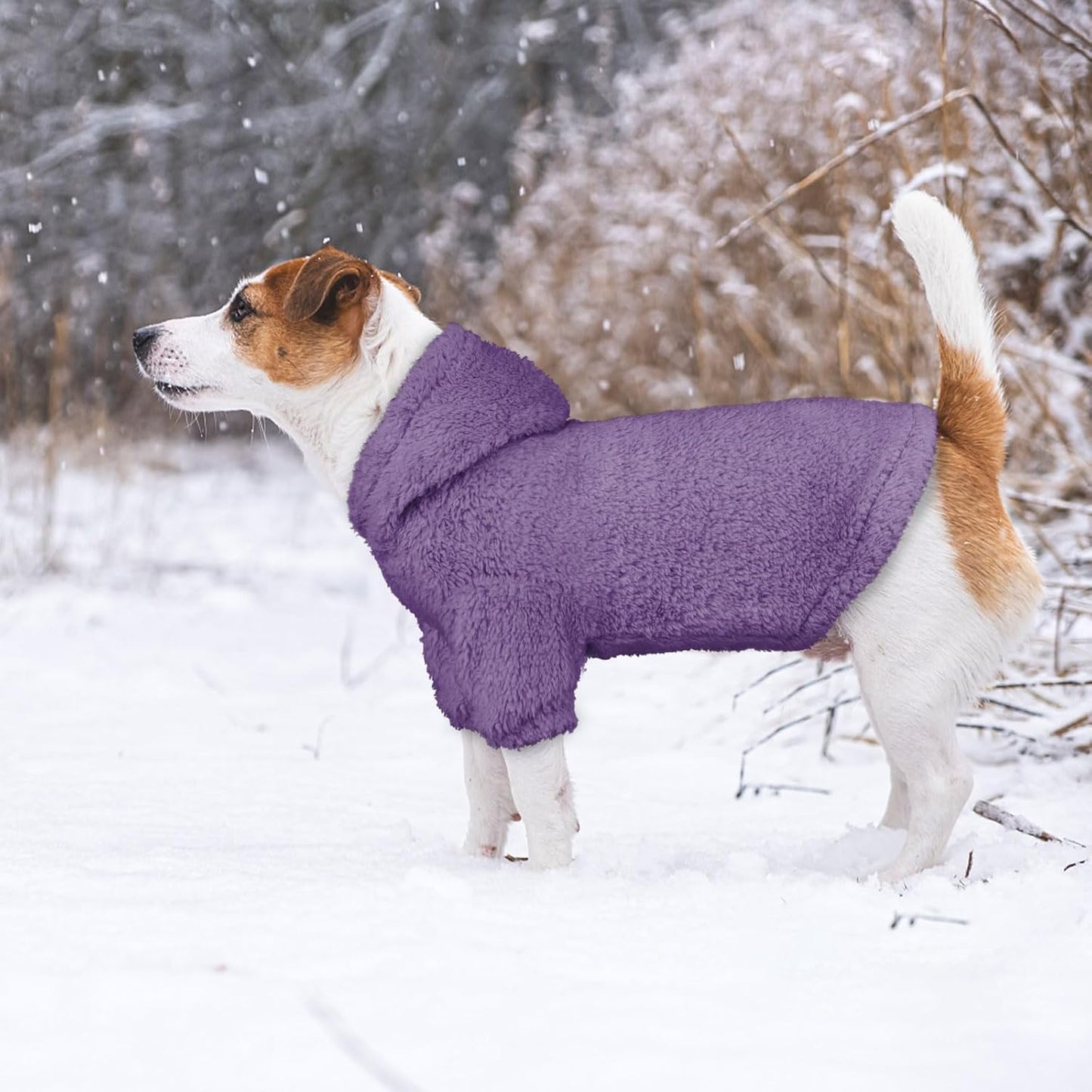 Fuzzy Dog Sweaters for Large Dogs Pet Hoodie Clothes Warm Soft Pet Coats Hooded Sweatshirt Dog Hoodie for Large Dogs(Purple-L)