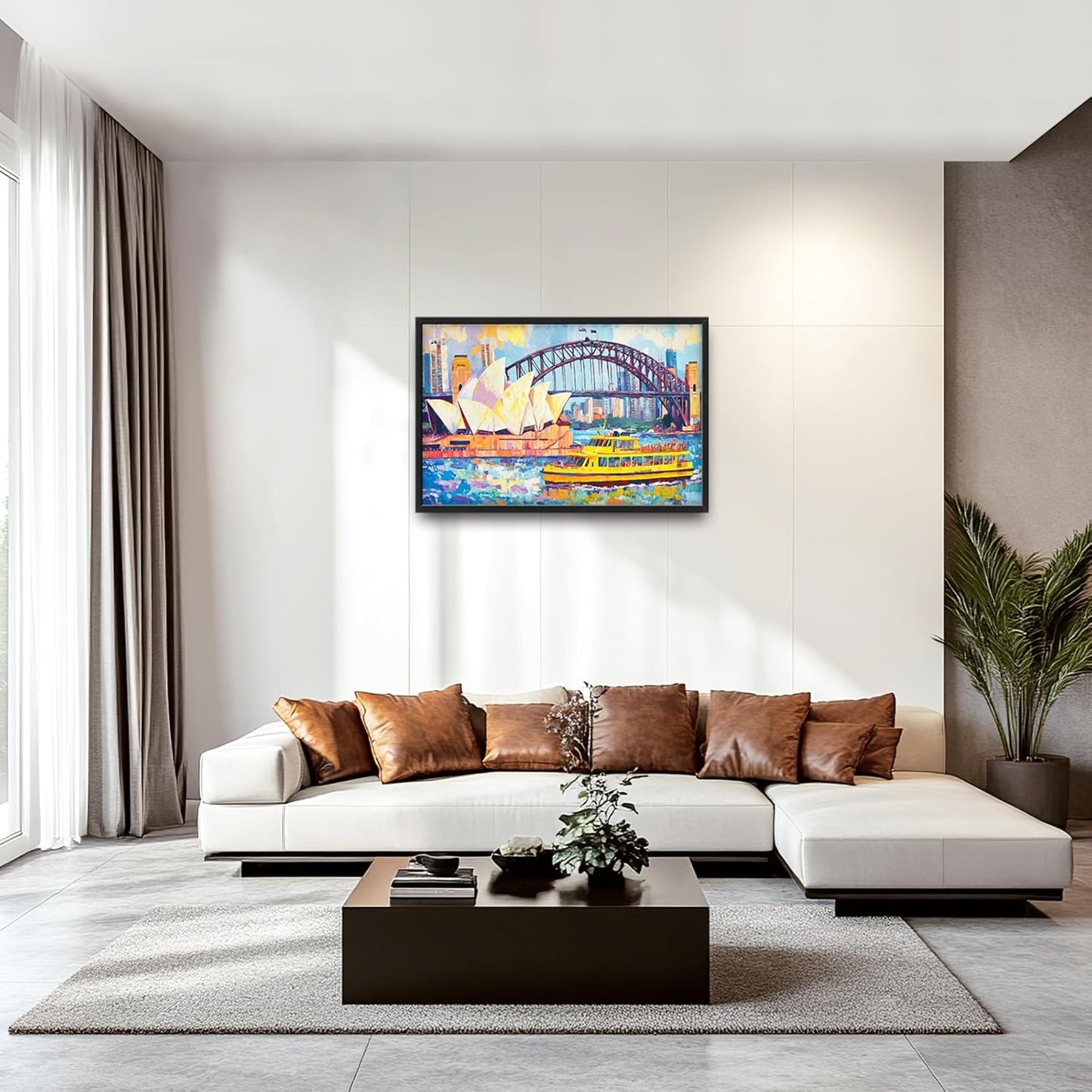 Extra Large Sydney Opera House Framed Wall Art for Living Room,Oversized Abstract Harbour Bridge Cityscape Pictures Wall Decor,Canvas Print Painting Modern Artwork Bedroom Office Bathroom 36L" x 24W"