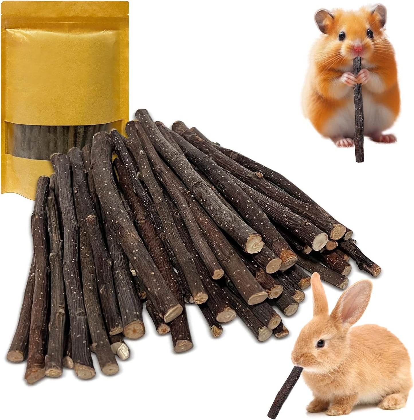 Apple Sticks 300g(0.7LB) Small Animals Wooden Pet Chew Treats Toys for Guinea Pigs Hamsters Rabbits Chinchillas Squirrels Small Animal Molar Wood Treats Toys