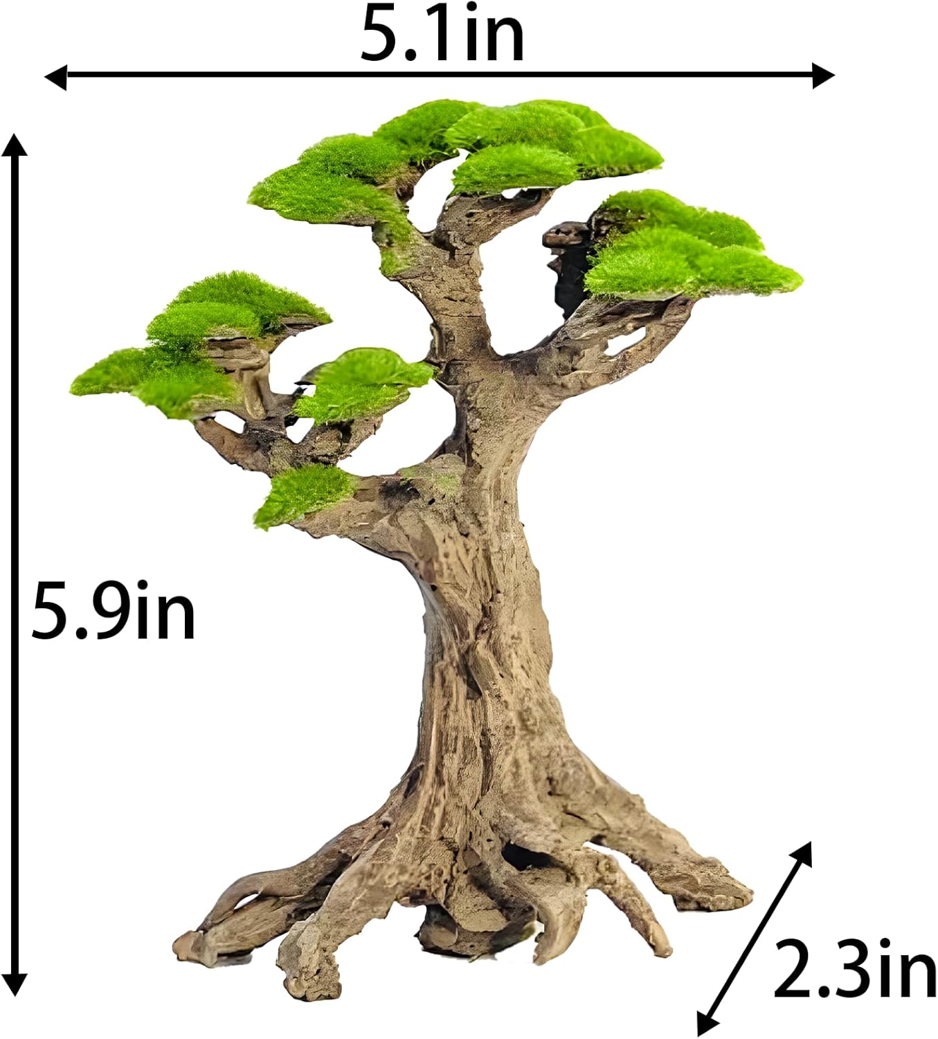 Novelsite Fish Tank Decor- Small Bonsai Trees with Faux Moss- Aquarium Decoration Aqua scaping- Made of Sandstone, Goldfish Betta Fish Tank Decorations