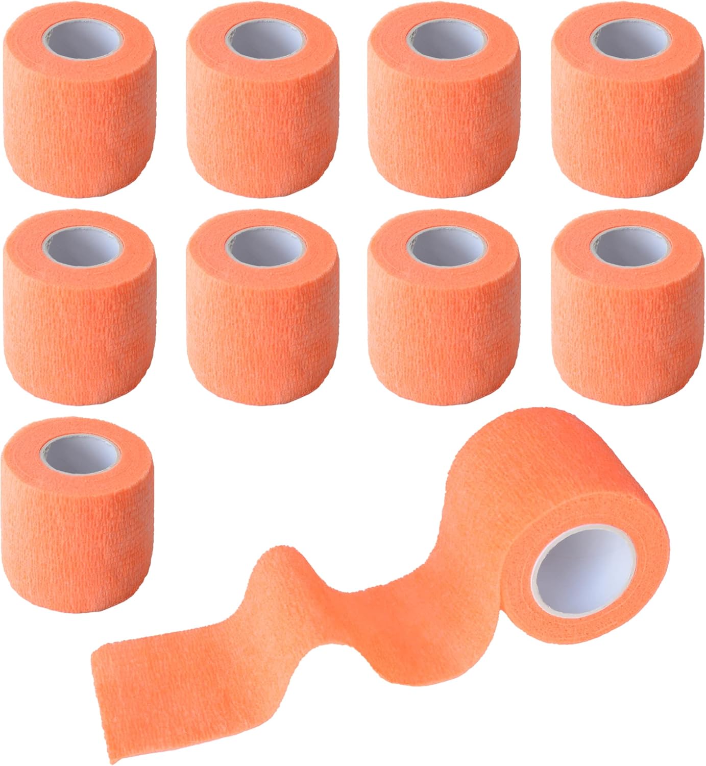 9 Pack 2" x 5 Yards Self Adhesive Bandage Wrap Self Stick Wrap for Ankle, Wrist, Finger, Sports, Breathable Cohesive Vet Tape for Pets (Light Orange)