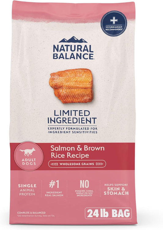 Natural Balance Limited Ingredient Adult Dry Dog Food with Healthy Grains, Salmon & Brown Rice Recipe, 24 Pound (Pack of 1)