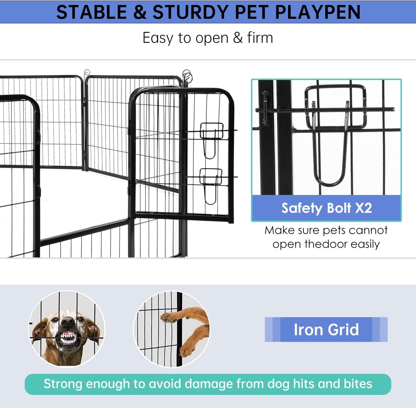 BestPet Dog Playpen Indoor 32 inch 24 Panels Metal Dog Pen Pet Dog Fence Outdoor Exercise Pen with Doors,Pet Puppy Playpen for RV Camping Yard, Black