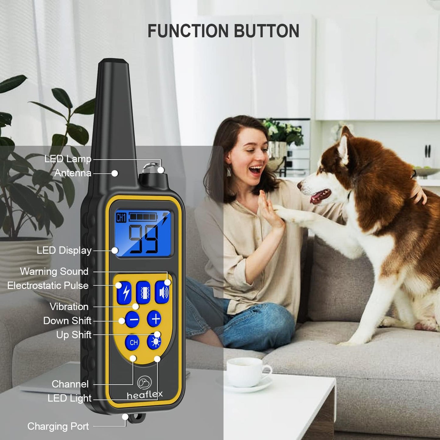 Electric Dog Training Collar with Remote 1640FT, E-Shock, Safe Training Modes, Rechargeable IP67 Waterproof Collars for 2 Dogs