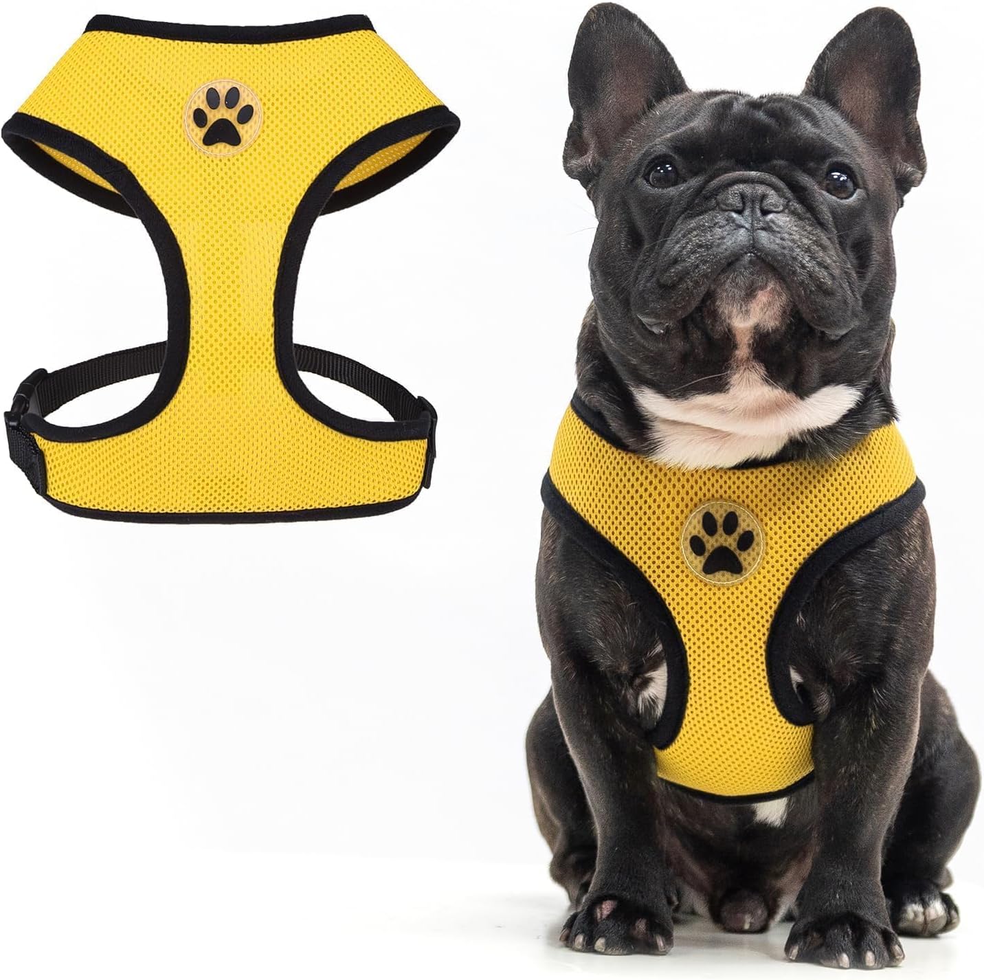 BINGPET No Pull Dog Harness,Soft Mesh Breathable All Weather Vest Harness,Safety Protection Design Durable Adjustable Step-in Easy Walk Dog Harness for Small Medium Large Dogs(Yellow,XL)