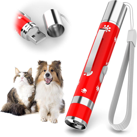 EAWONGEE Cat Toys Rechargeable, Indoor Cats Chase Light, Interactive for Kitty Pet Dog with 3 Light Modes 5 Patterns, Red