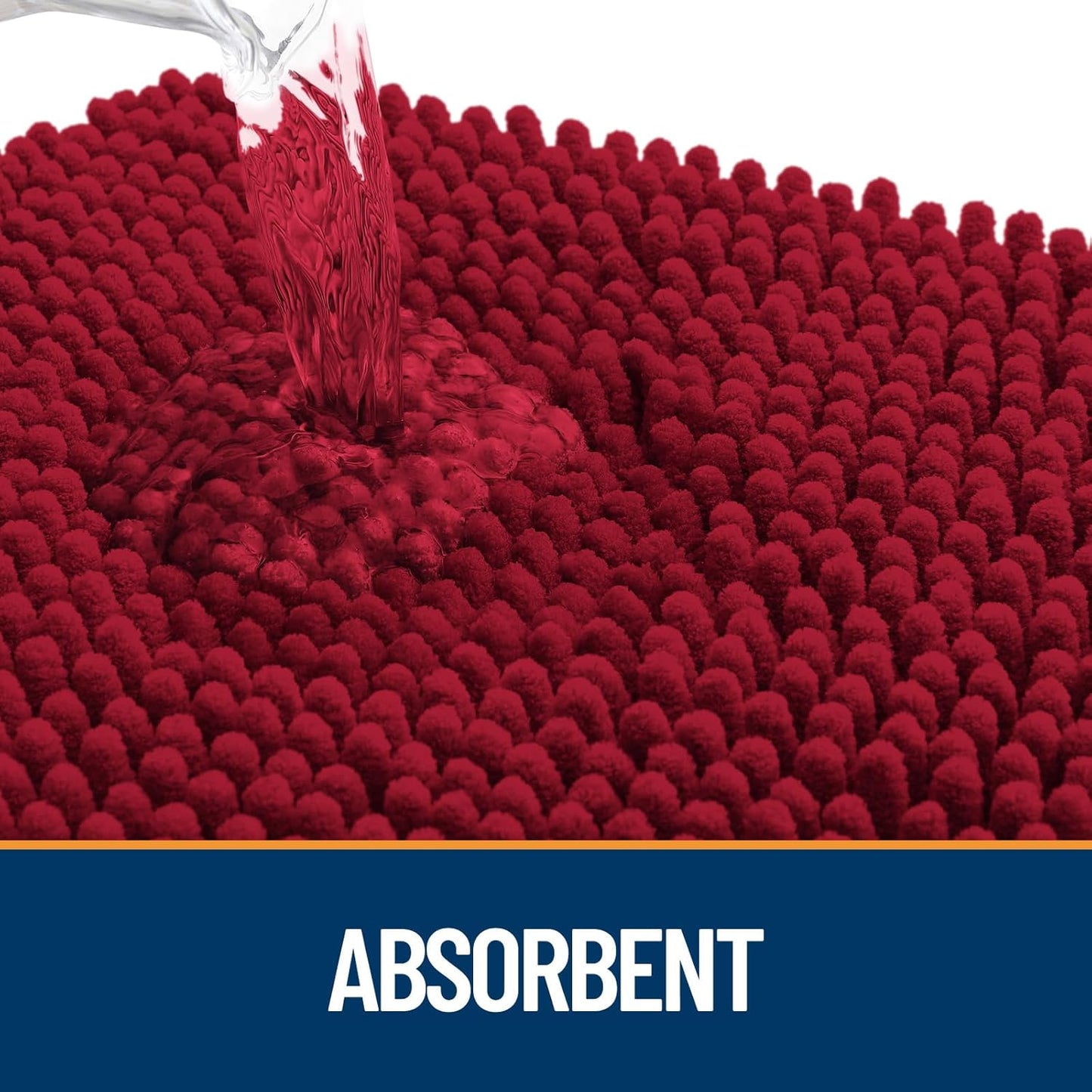 OLANLY Dog Door Mat for Muddy Paws 40x32, Absorbs Moisture and Dirt, Absorbent Non-Slip Washable Doormat, Quick Dry Chenille Mud Mat for Dogs, Entry Indoor Entryway Carpet for Inside Floor, Red