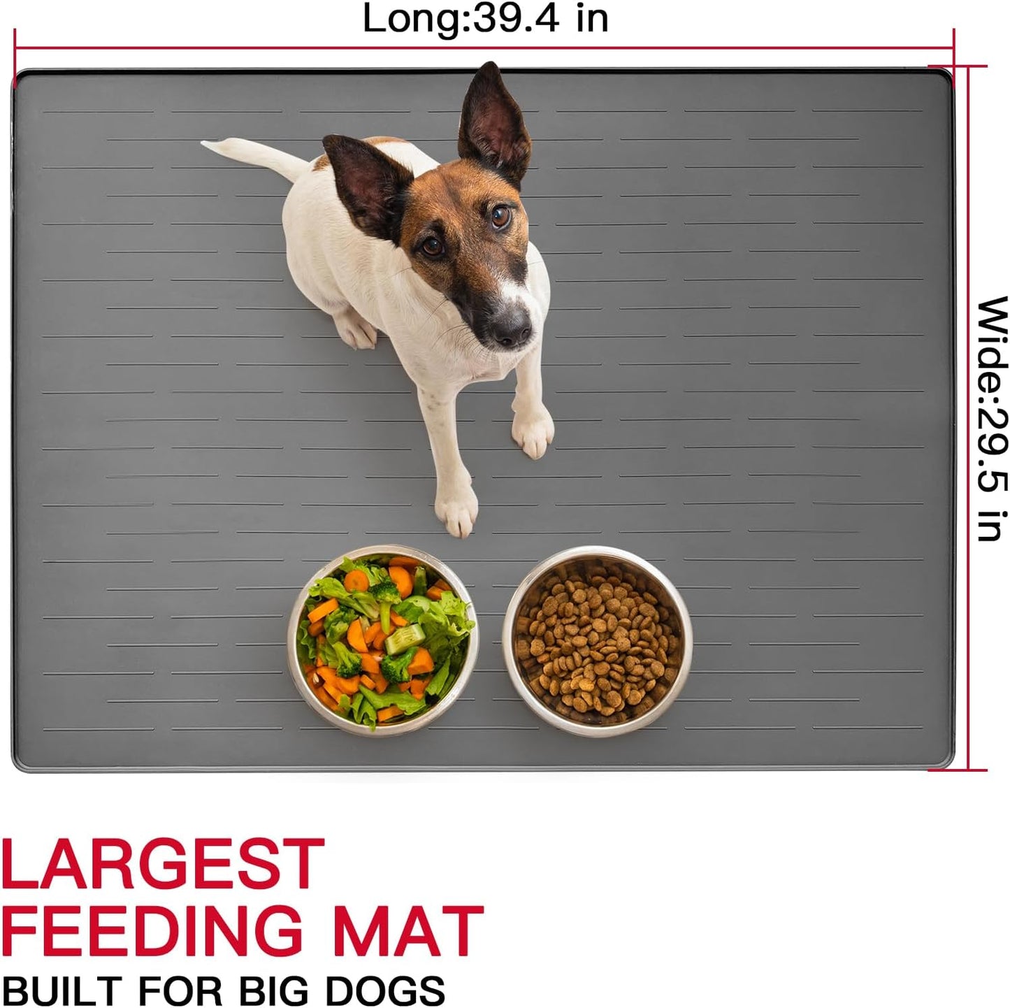 39.4"x29.5" Largest Pet Food Mat, Silicone Dog Mats for Food and Water, Nonslip Pet Feeding Mats for Floors,Dog Cat Bowl Mat with Raised Edges, Dark Brown