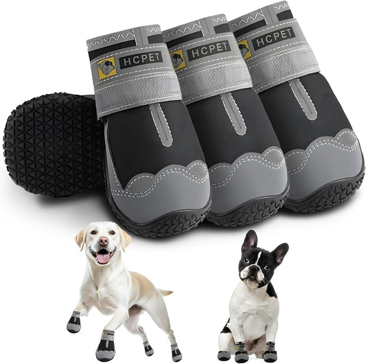 Hcpet Dog Boots Waterproof Dog Shoes for Medium Large Dogs, Anti-Slip Dog Booties Paw Protector for for Hot Pavement Winter Snow Hiking with Reflective Straps 4PCS, 8 (width 2.75 inch) for 74-91 lbs