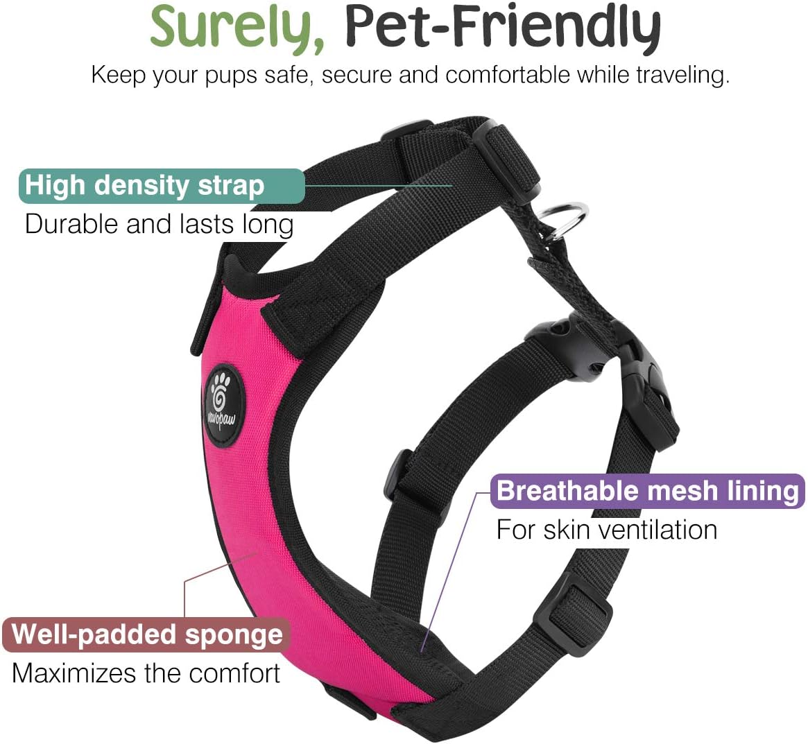 Dog Seat Belt, Safety Vest Dog Car Harness with Adjustable Buckle Dog Seat Belt for Vehicle Nylon Pet Safety Seat Belts Heavy Duty(XL, Magenta)