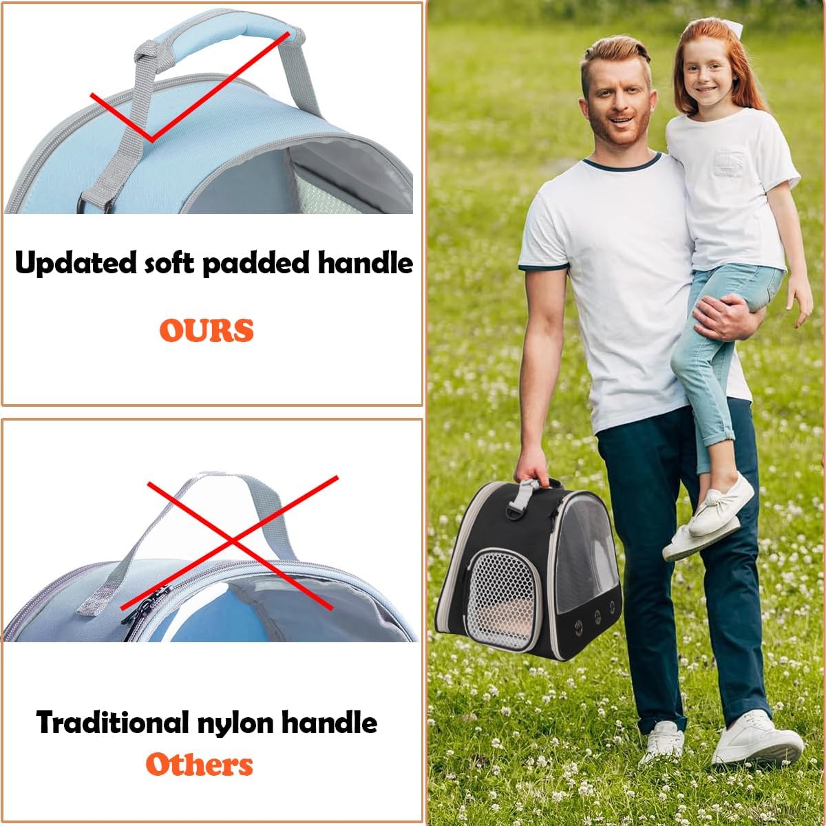 Rabbit Travel Carrier,Lizards Carrier, Small Animal Travel Bag for Bunny Sugar Glider Hedgehog Rat Parrot Bird Guinea Pig, Portable Guinea Pig Travel Cage for 2