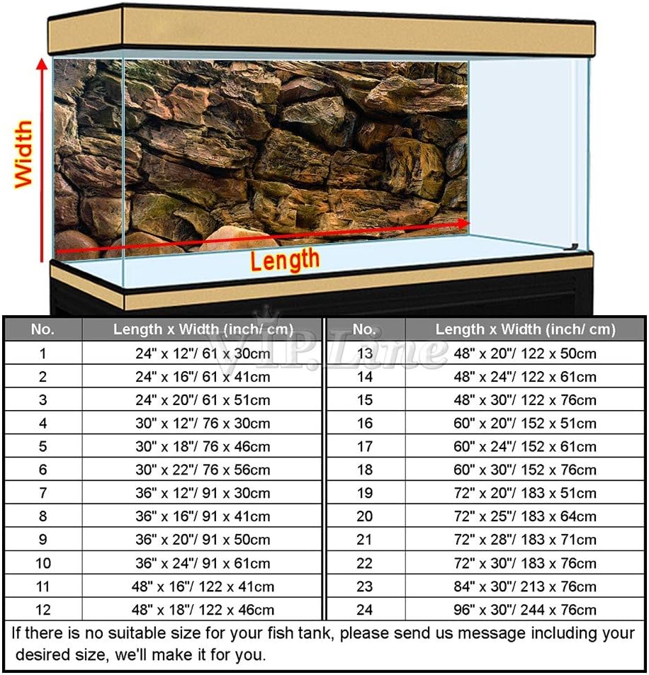 Rock Wall Aquarium Background Poster PVC Fish Tank Decor Landscape 24 36 48 72 (48" x 30"/ 122 x 76cm)