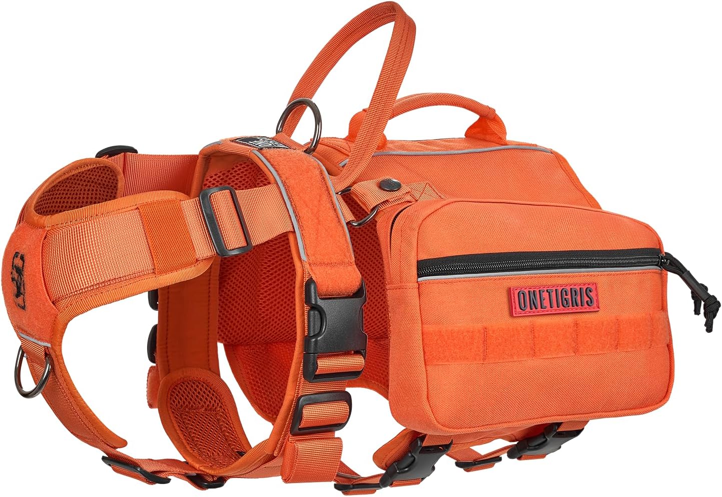 Onetigris Dyno Outdoor Harness for Dogs with Pockets, Front Range Pack, Saddle Bag Dog Hiking Vest with Handles