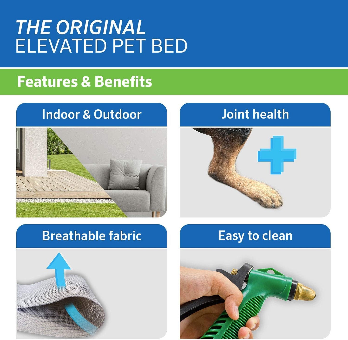 Coolaroo Original Elevated Dog Bed - Breathable Off-The-Ground Pet Bed with Cooling Fabric, Joint Relief & Moisture-Resistant Fabric, 100% Recyclable, Easy Clean, Nutmeg, Medium