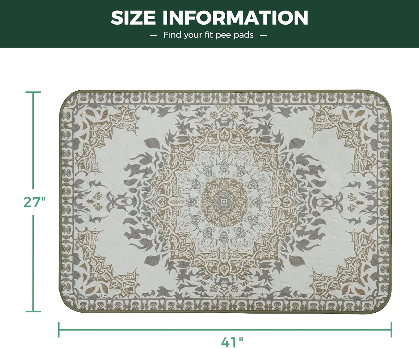 FXW Washable Pee Pads for Dogs, Puppy Pads with Super Absorbent, Specifically Designed for 42inch Cages, 41" × 27" Rectangle, Boho, 2 Packs