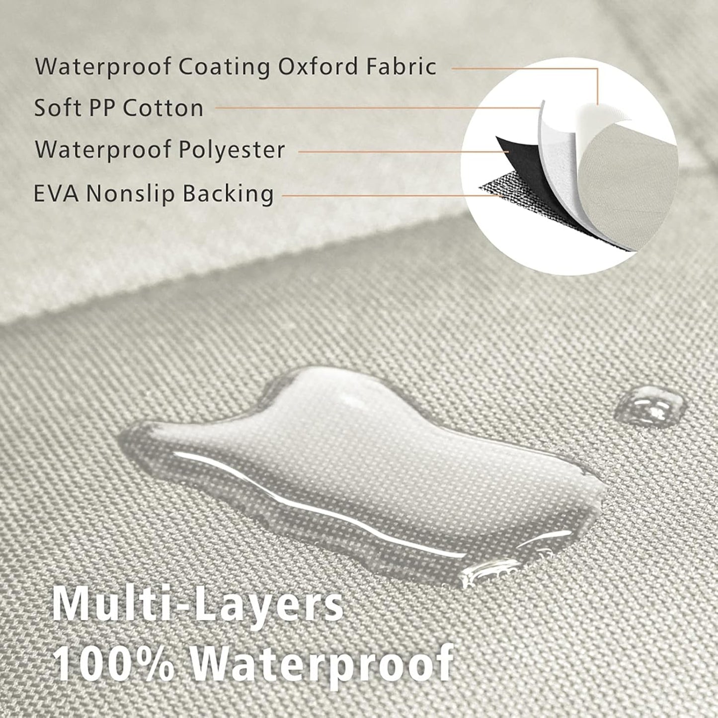 F-color SUV Cargo Liner for Dogs, Water Resistant Pet Cargo Cover Dog Seat Cover Mat for SUVs Sedans Vans with Bumper Flap Protector, Non-Slip, Large Size Universal Fit, Beige