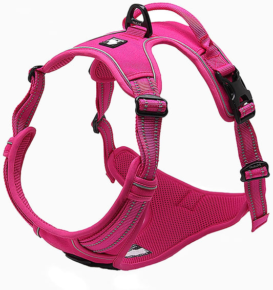 TRUE LOVE Truelove Adjustable No-Pull Dog Harness Reflective Pup Vest Harnesses Comfortable Control Brilliant Colors TLH5651(Fushcia,M)