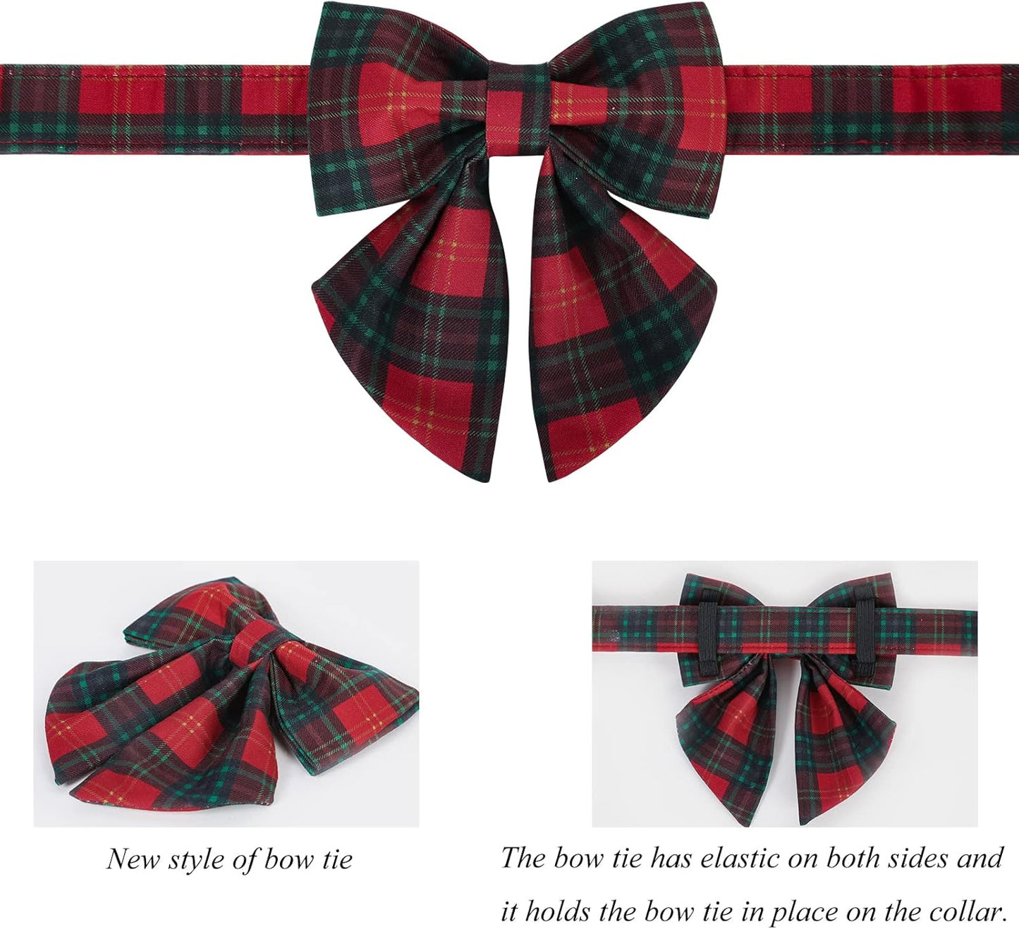 Lionet Paws Christmas Dog Collar with Sailor Bow, Bowtie for Dogs and Cats, Adjustable Comfortable Dog Collar Girl, XS, Neck 8-12 in