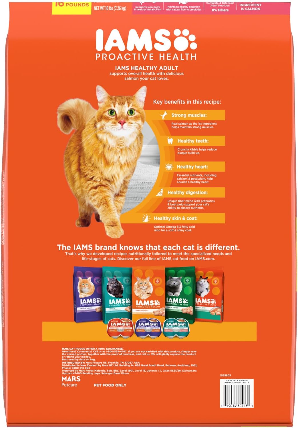 IAMS Proactive Health Adult Healthy Dry Cat Food with Real Salmon, 16 lb. Bag