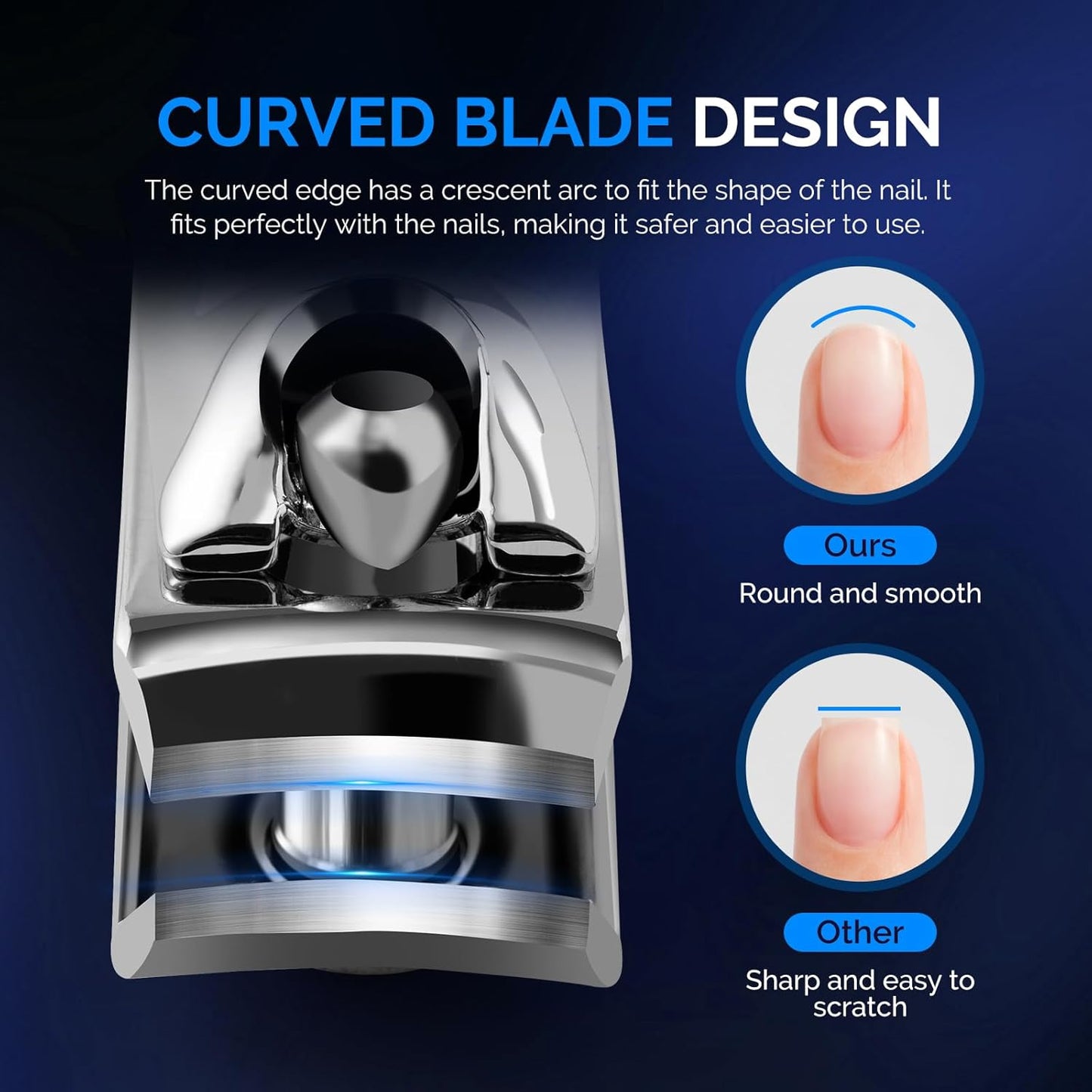 MelodySusie Nail Clippers Set, 2 in 1 Toenail Clippers Nail Clippers for Women, Ultra Sharp Stainless Steel Fingernail Nail Clippers for Men, Nail Cutter, Gifts for Women Men, Blue