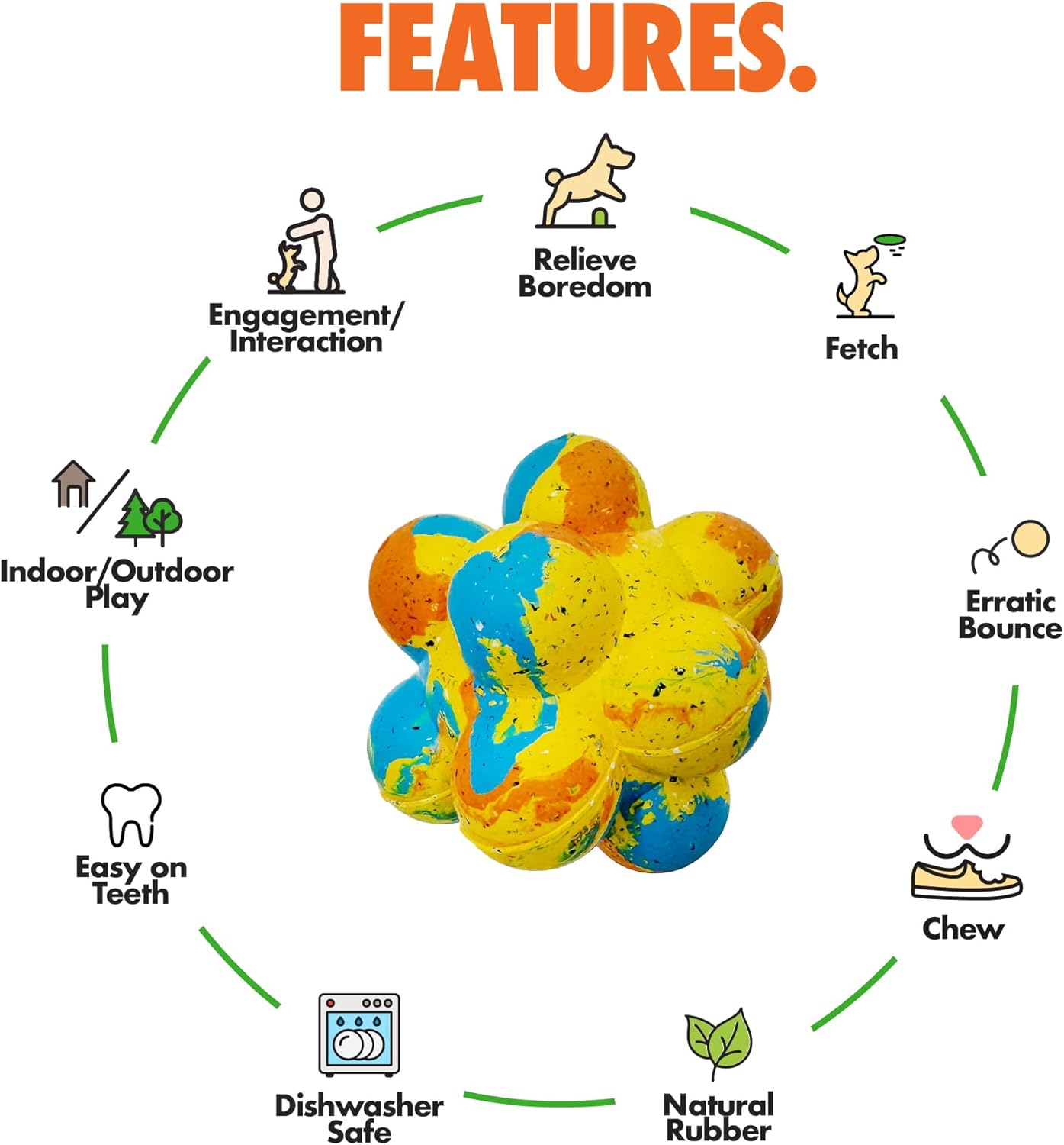 Max Fusion with Nike Grind, Arlee Pop It Dog Toy, Chew Toy for Play, Fetch, Tug, S