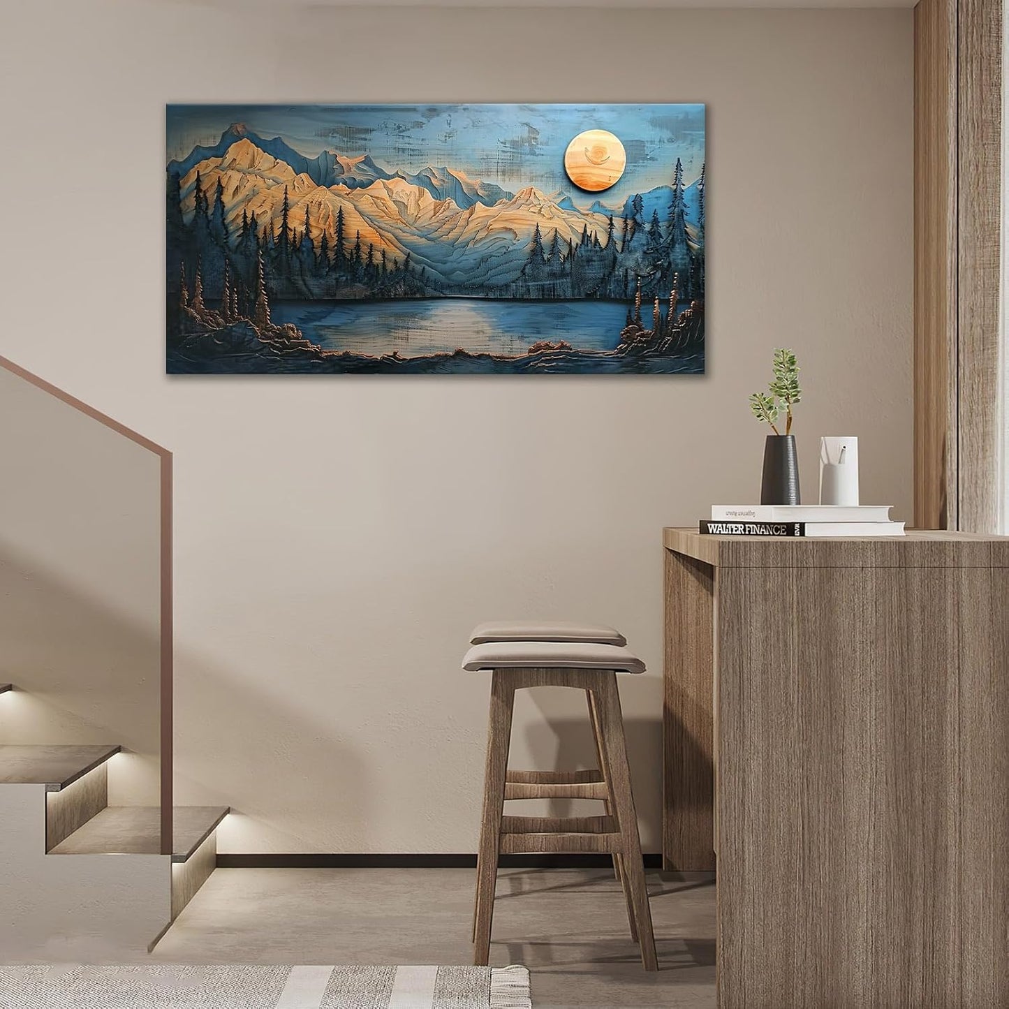 Extra Large Wall Art Mountain Forest Canvas Living Room Cabin Country Pictures Framed Prints Oversize Wall Decor Big Painting Artwork for Bedroom Dining Office Home 60"x30"