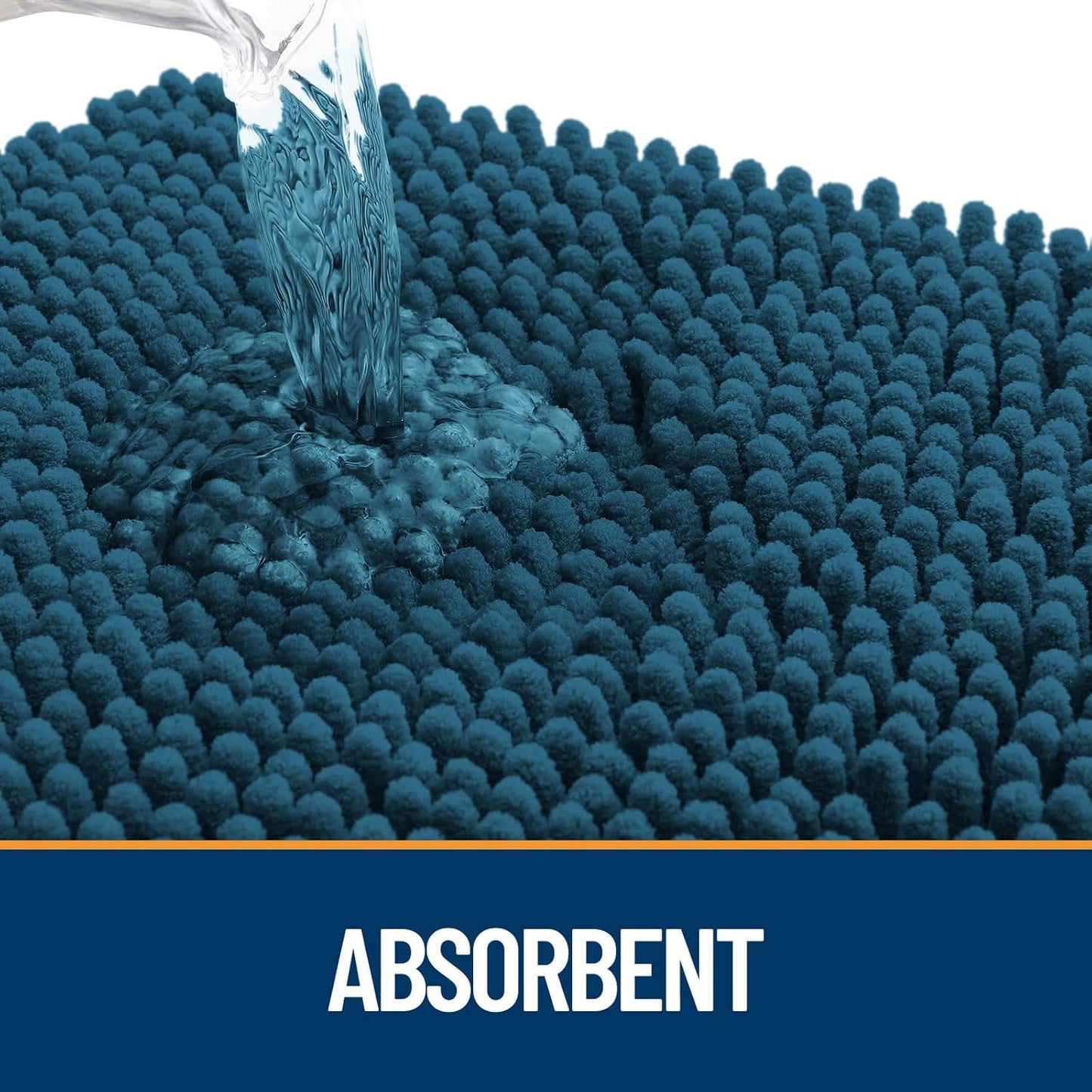 OLANLY Dog Door Mat for Muddy Paws 70x46, Absorbs Moisture and Dirt, Absorbent Non-Slip Washable Doormat, Quick Dry Chenille Mud Mat, Entry Indoor Entryway Carpet for Inside Floor, Atlantic Blue